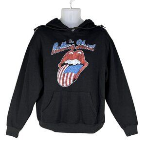 The Rolling Stones NWT Black Hoodie M American Flag Tongue Graphic Street Wear